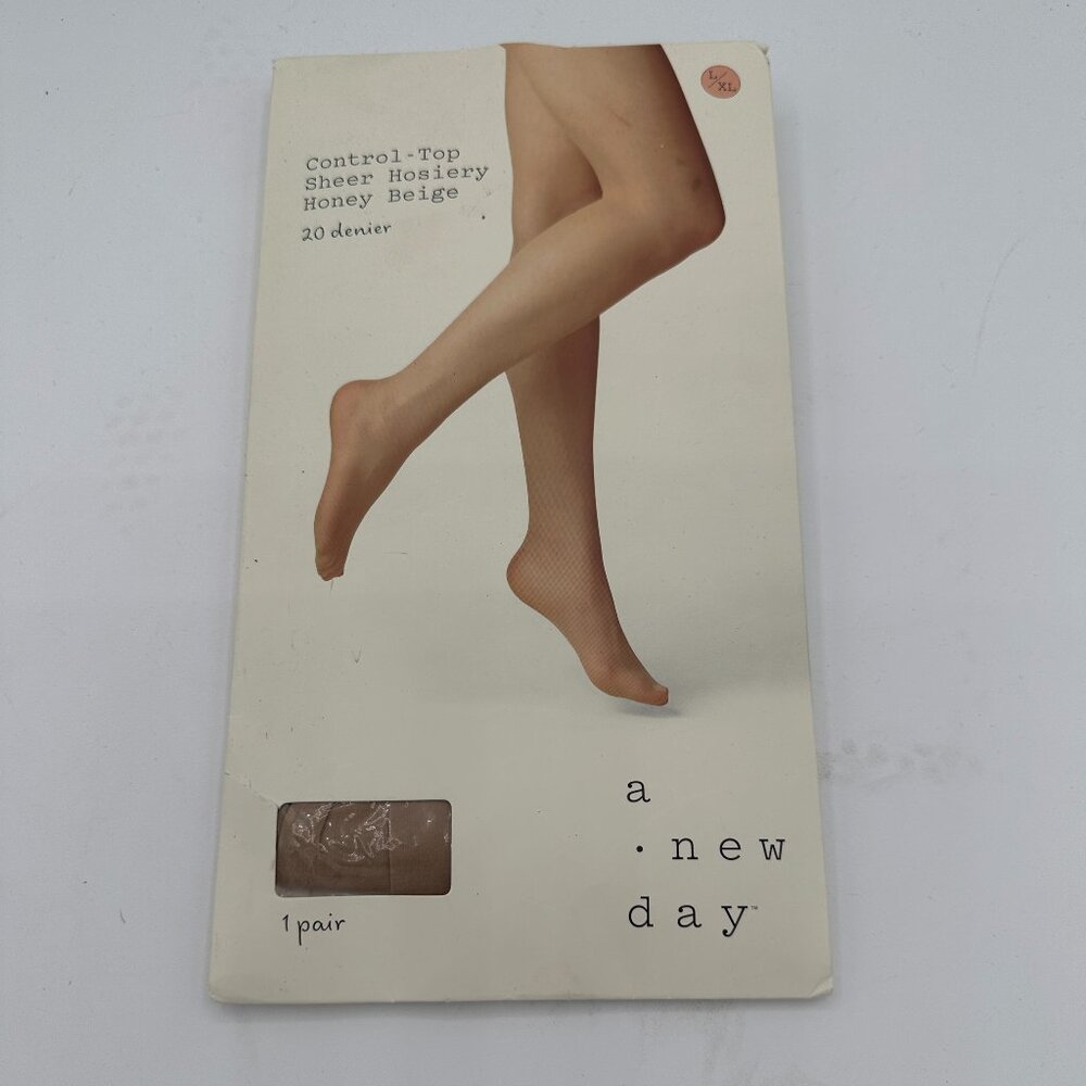 NEW A New Day Control-Top Sheer Hosiery Honey Beige 20 Denier L/XL